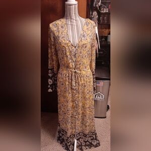 Xhilaration Yellow Floral Maxi with Contrast Border